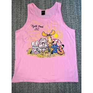 1989 Myrtle Beach puffy paint  Pink Tank Top Anvil. youth large. single stitch
